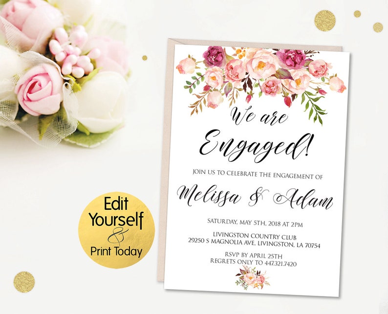 Engagement Invitation Template Editable Engagement Etsy