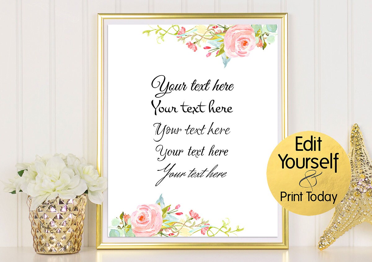 5x7 8x10 Editable Custom Quote Printable Quotes Your Quote | Etsy