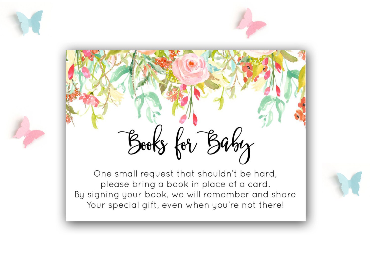 Floral Book Request Baby Shower Book Request Book Request Etsy