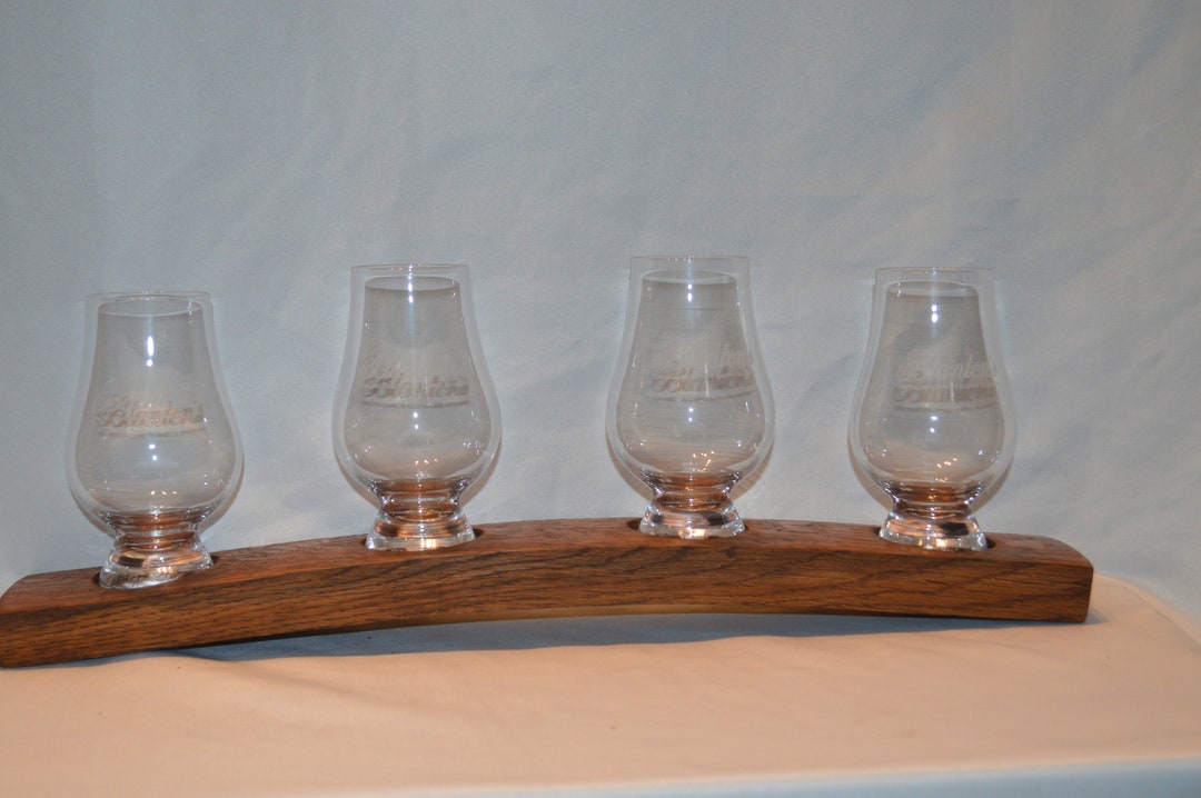 Whiskey Flight Tray For Four Glencairn Whiskey Glasses - Made From A