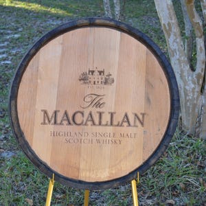 Macallan Scotch Whisky Barrel Head/Lid with Metal Ring and Stave Ends