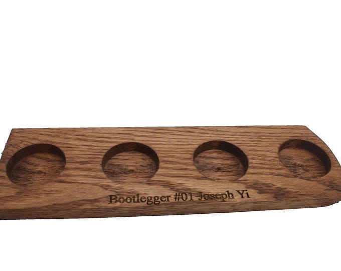 Personalized Solid Oak Whiskey Tasting Flight board for Your 3 or 4 Glencairn Glasses, bourbon, scotch