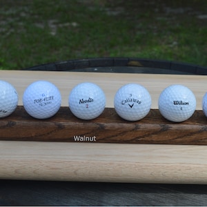 Personalized Laser Engraved Golf Ball Display Rack Floating Wall Mount Made From Solid American Oak, Choice of Size and Finish
