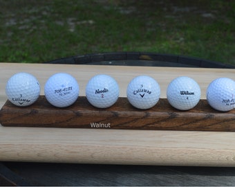 Personalized Laser Engraved Golf Ball Display Rack Floating Wall Mount Made From Solid American Oak, Choice of Size and Finish