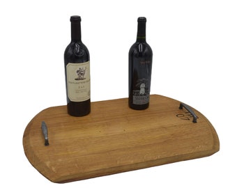 Handmade Rustic Oak Napa Valley Wine Barrel Lid Serving Tray Farmhouse