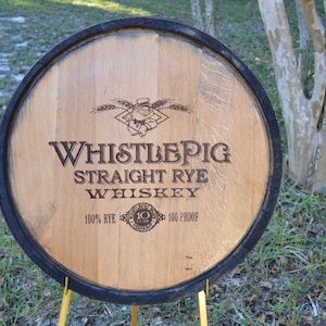 Whistle Pig Whiskey Barrel Head/Lid with Metal Ring and Stave Ends