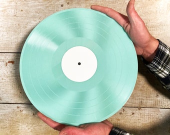 12"  Custom Mixtape Vinyl Record TWO SIDED, Your Songs on Custom Vinyl, "Sea Foam Green" 22 minutes and 6 tracks Per Side