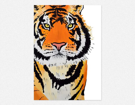 Printable tiger artwork print, tiger wall artwork, instantaneous obtain, wild animal artwork photo regarding Printable Tiger Pictures called Printable tiger artwork print, tiger wall artwork, immediate down load, wild animal artwork