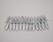5MMx16MM, Silver Etched, Dagger, Daggers Czech Glass Beads - 1 Strand (25 Beads)