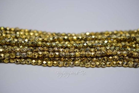 4 mm Lemon Rainbow Crystal Etched Fire Polish Czech Glass Beads50 Beads