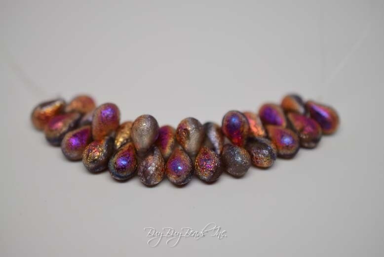 Infernal Etched 1 Strand 25 Beads Drops Czech Glass Beads 6MMx9MM Tear Drop