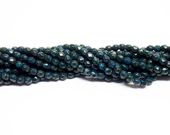 4MM, Kobalt Picasso, rund facettierte, feuerpolierte böhmische Glasperlen - 50 Perlen