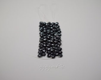4MMx6MM, Granite Galaxy Black, Tear Drop, Drops Czech Glass Beads - 1 Strand (25 Beads)