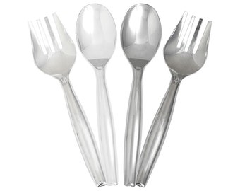 Disposable Plastic Heavy Duty Serving Spoons or Forks, Catering Large Spoons Forks, Premium Quality Servingware, Wedding & Party Supplies