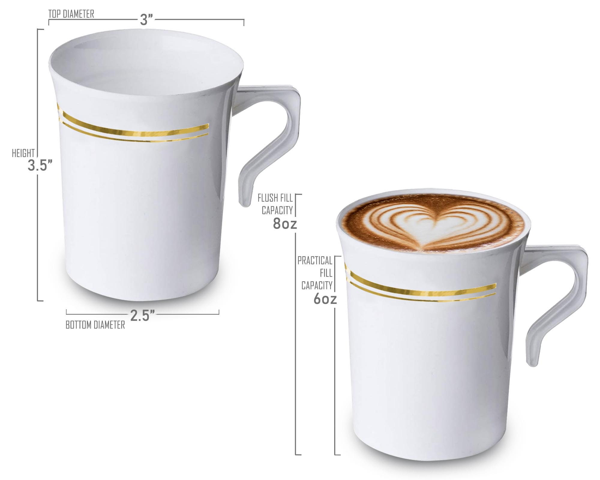 White Plastic Coffee Mugs With Gold/silver Rim, Party Supplies - Etsy