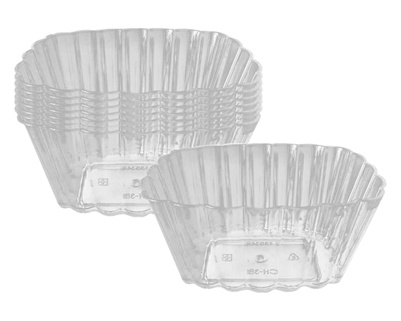 Fancy Clear Fluted Rectangular Disposable Plastic Pudding Cups, Elegant Dessert  Cups, Heavy Duty Miniware, Deluxe Wedding & Party Supplies 