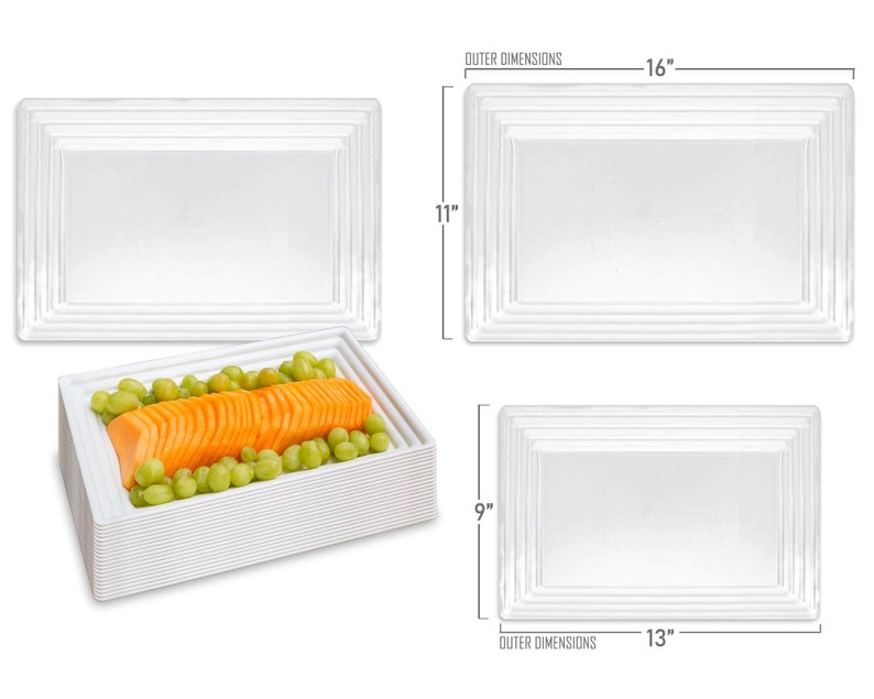 Groove Rectangular Serving Trays Disposable Plastic Serving Etsy