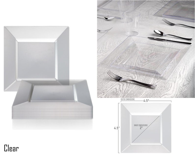 Disposable Square Pastry Plates Reusable Durable Plastic Etsy