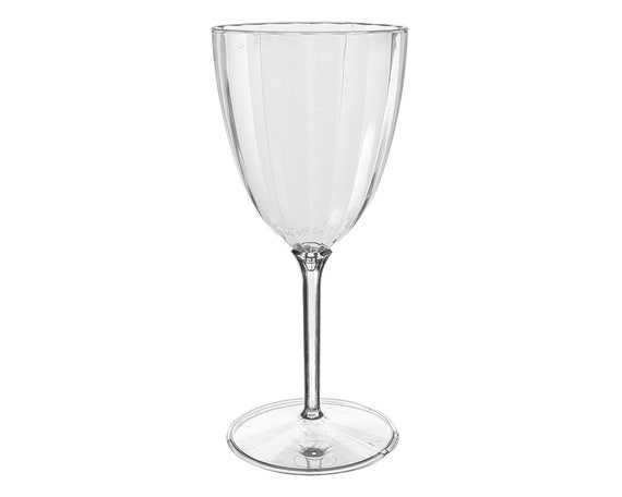 7oz Clear Round Disposable Plastic Wine Goblets, Elegant Wine Glasses,  Fancy Stemware, Heavy Duty Drinkware, Deluxe Wedding & Party Supplies 