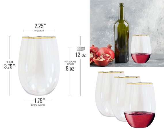 Elegantes copas de vino de plástico desechables sin tallo