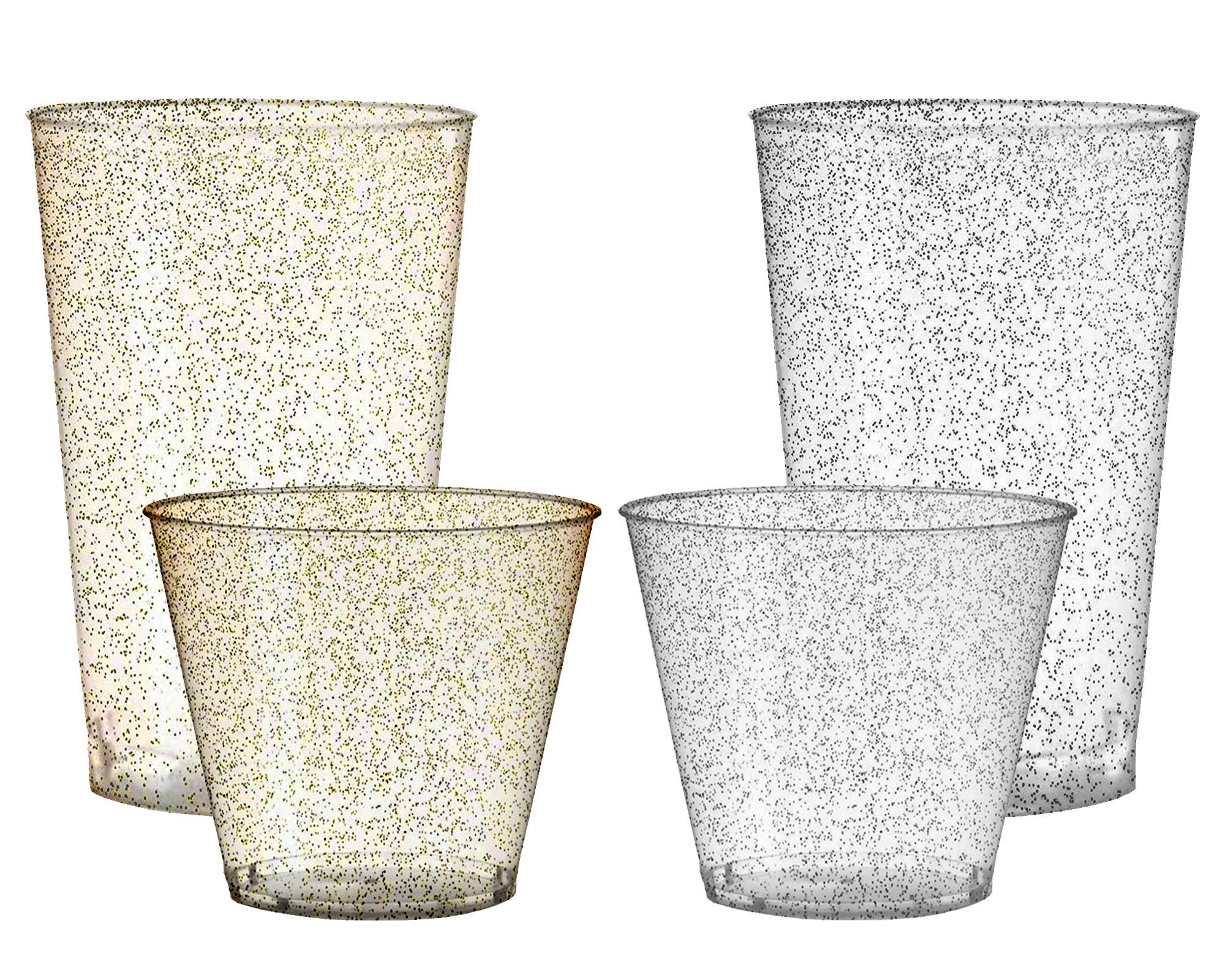 16 OZ Glitter Plastic Cups w/ Lids and Straws - RAY558