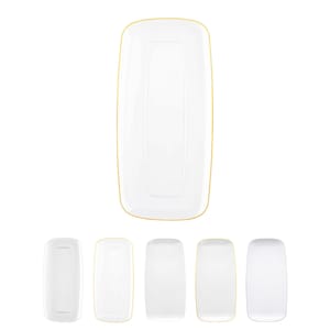 10.6" x 5" Flat Raised Edge Rectangular Disposable Plastic Plates Wedding & Party Supplies