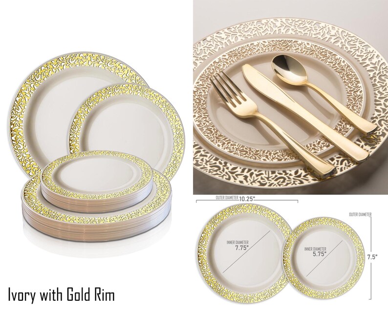 Fancy Dinner Plates or Salad Plates Disposable Plastic Etsy