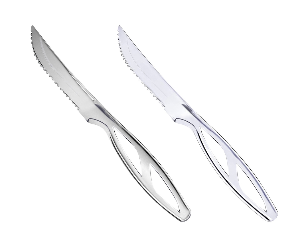 Fancy Clear or Silver Disposable Plastic Steak Knives, Premium Quality