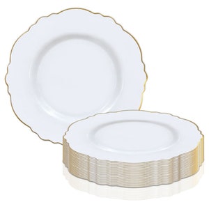 Disposable Plastic Dinner, Salad Plates Round Rim Blossom Design ...