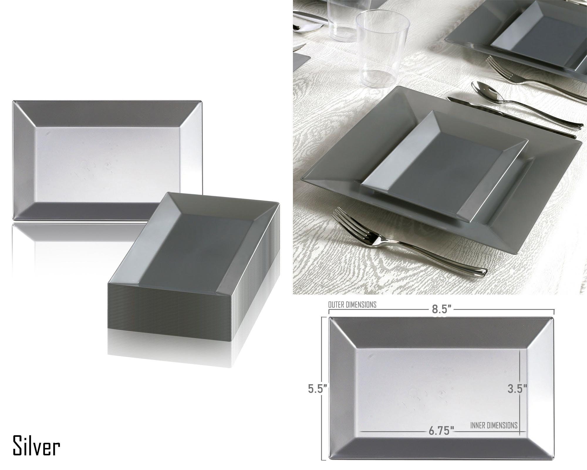 Silver square plastic plates deals