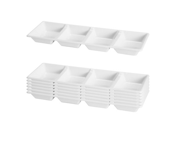 4 10 x 8 White Trays Rectangle Serving Trays with Lid, Plastic Tray and  Lid Small Plastic Party Platters with Clear Lids White Catering Trays