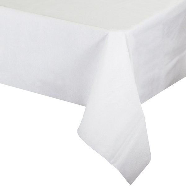 50" x 108" White Rectangular Linen-Like Tablecloths, Disposable Cloth Cover for Dining Table for Wedding, Birthday and All Occasions