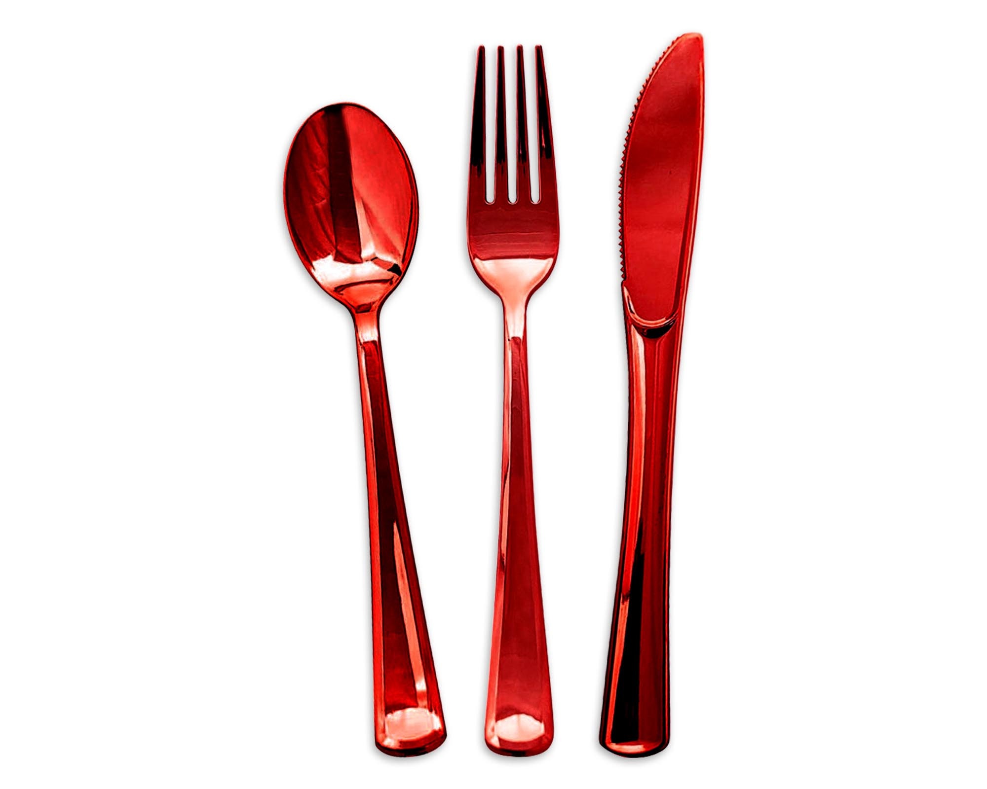 Clear Red Plastic Vintage Salad Spoon and Fork and Meat -  Israel