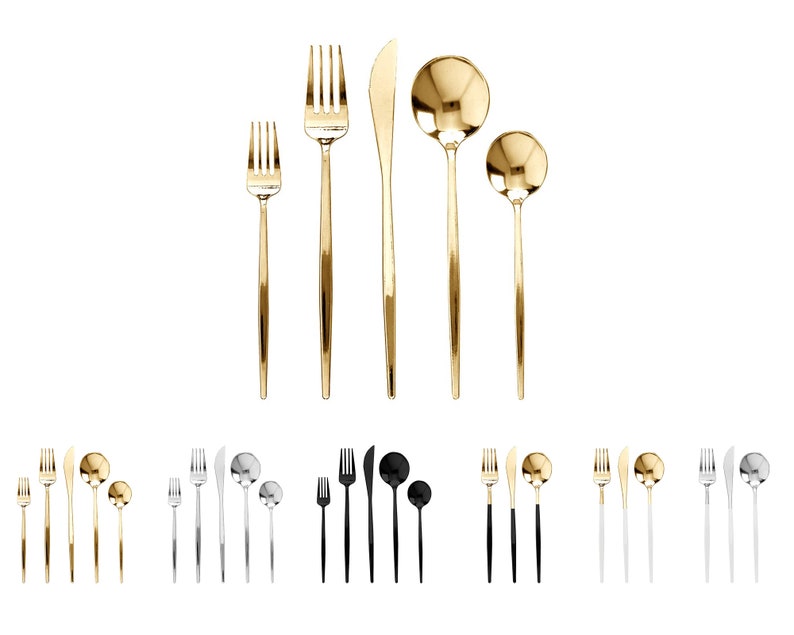 Elegant Disposable Plastic Spoons, Forks or Knives, Fancy Colors Cutlery Set, Premium Quality Tiny Flatware, Wedding & Party Supplies