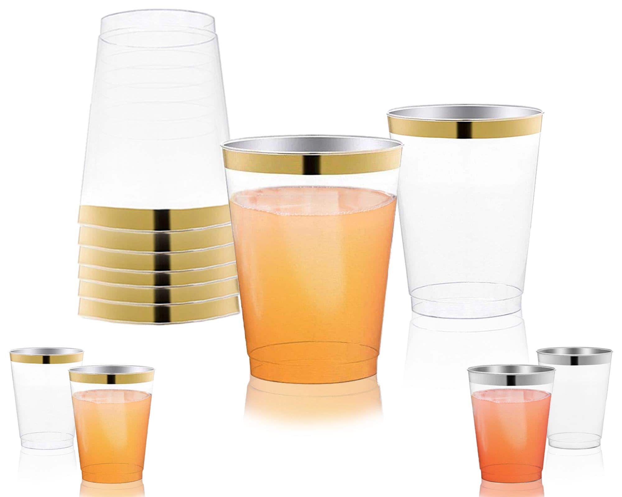 Exquisite Gold Disposable Plastic Cups - 100 Pack 12 oz Plastic Cups - Colored Disposable Cups - Durable Party Cups - Plastic Disposable Drinking