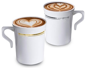 custom paper hot cups Fancy Round Disposable Coffee Cups, Plastic Tea Cup, Deluxe Espresso Mugs, Cappuccino Mugs, Heavy Duty Coffee Mugs, Wedding & Party Supplies