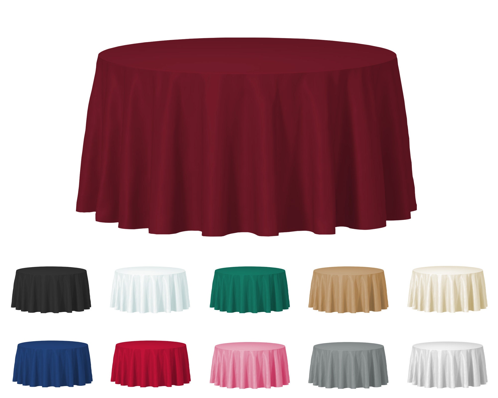 84" Elegant Solid Round Disposable Plastic Tablecloths - Circular Vibrant Table Covers, Durable, Premium Quality, Wedding & Party Supplies
