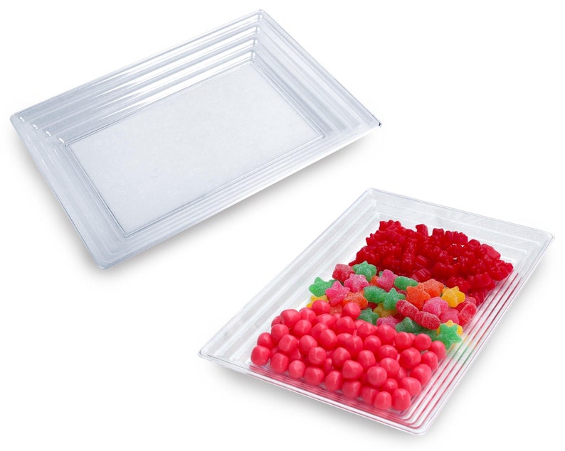 Groove Rectangular Serving Trays Disposable Plastic Serving Etsy