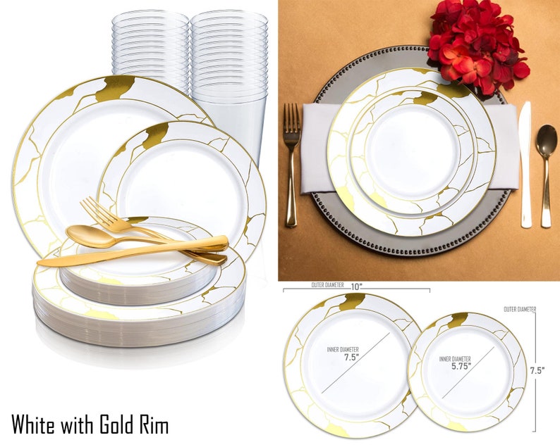 Shiny Marble Dinnerware Party Package Disposable Plastic Set - Etsy