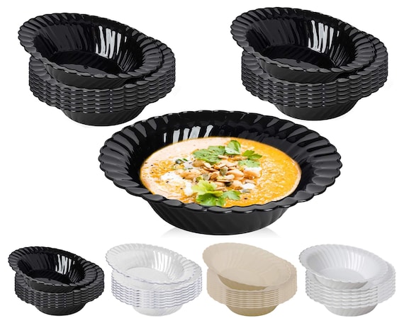 Classic Soup Bowls, Disposable Plastic Dessert Bowls, Flared