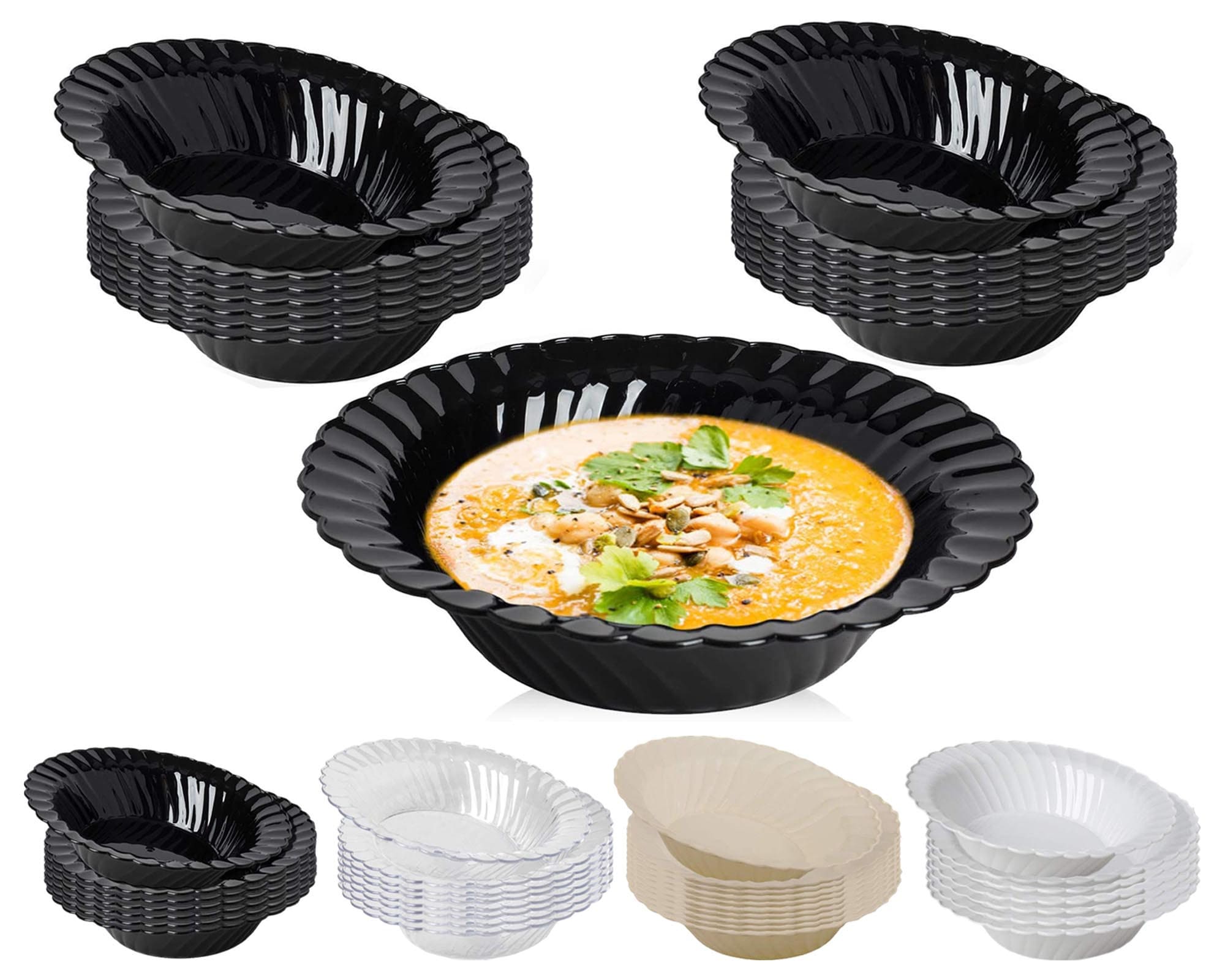 50Pcs/Set 300/380/600/720ml Disposable Plastic Bowls Thicken Food Bowl  Heat-resistant Round Shape Soup Bowl Dessert Bowls - AliExpress