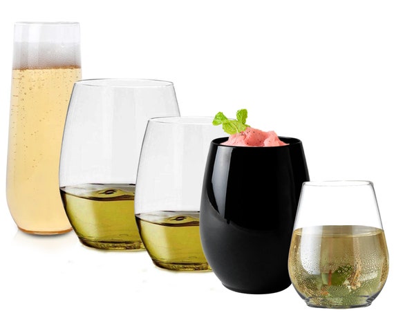 4oz Wine Plastic Glasses Pack of 4 Plastic Stemless