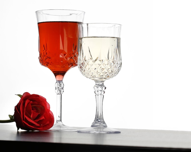 clear plastic wine goblets
