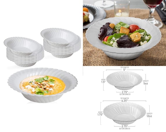 Classic Soup Bowls, Disposable Plastic Dessert Bowls, Flared