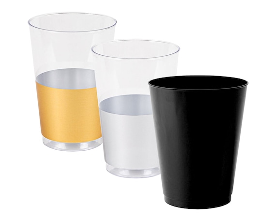 Plastic Cups - Black Round Plastic Party Cups