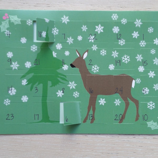 Adventskalender Postkarte Reh