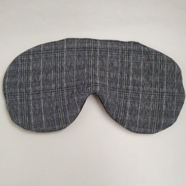 Gray wool sleep mask for men self care gift box handmade - Oversize eye pillow for Father's Day Gift - PJ nightwear Travel relax eye cover