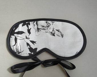 Eco-friendly blackout sleeping mask for women, Floral organic cotton sleep mask, Eye mask for heat, Birthday gift for her