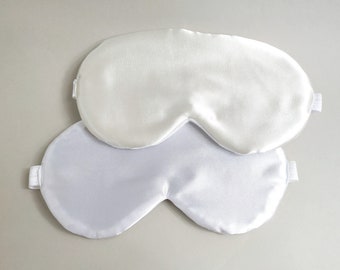 White or Ivory silk satin sleeping mask, Soft night eye pillow, PJ Spa party favor, Cute Travel mask, relaxing eye mask,Bachelorette party