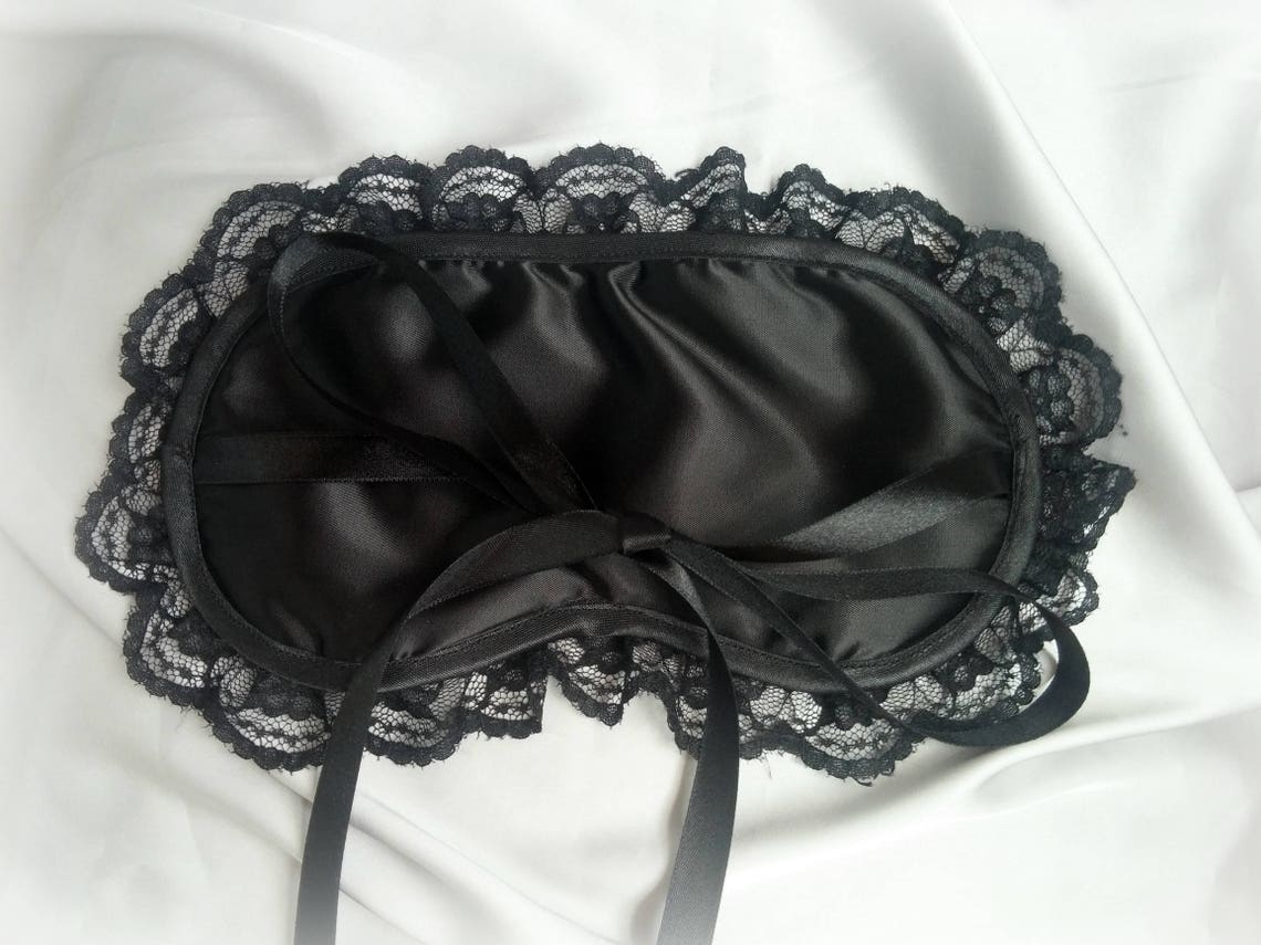 Best black satin & beautiful lace sleep mask Amazing boudoir Etsy
